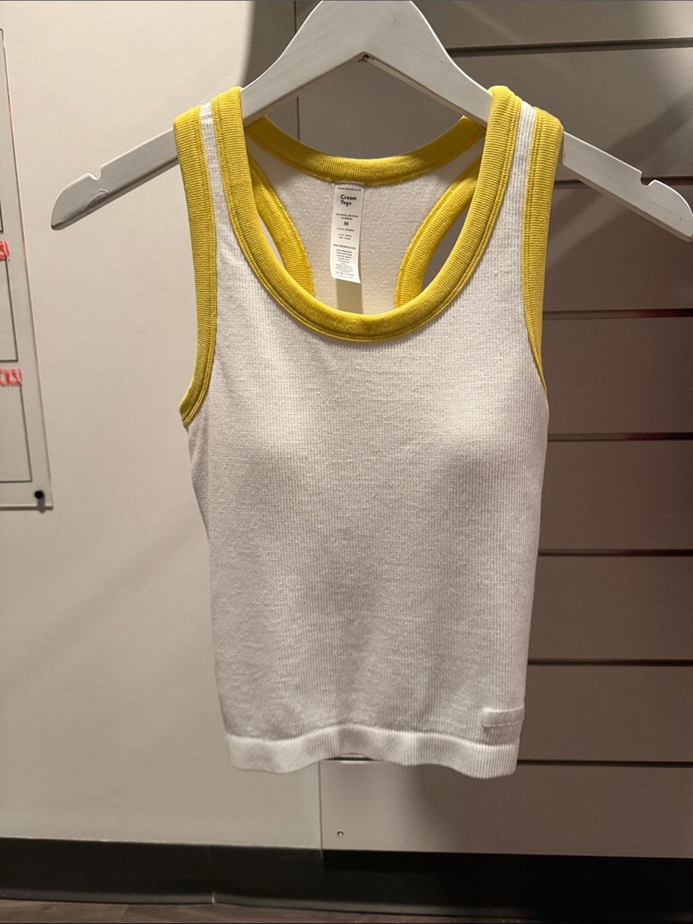 Unbranded White Tank Top with Yellow Trim